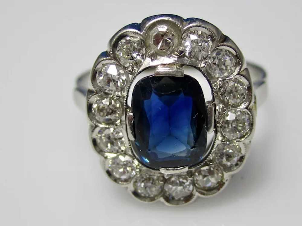 Antique Art Deco Sapphire & Diamond Ring Platinum - image 6