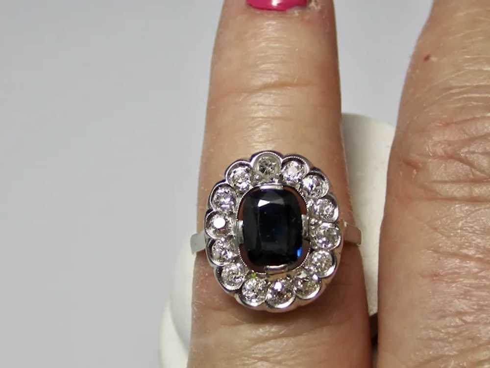 Antique Art Deco Sapphire & Diamond Ring Platinum - image 7