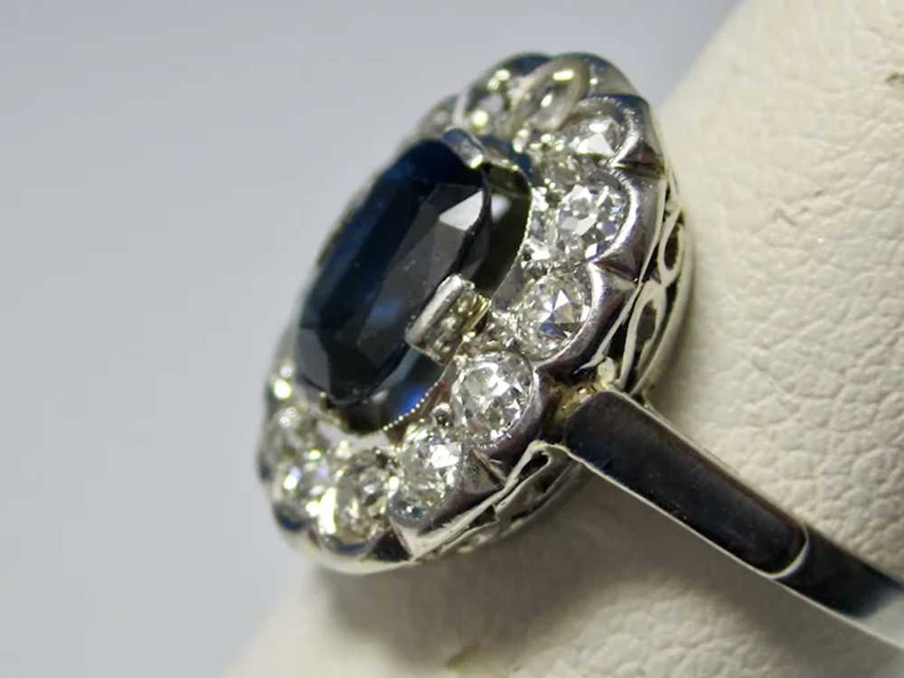 Antique Art Deco Sapphire & Diamond Ring Platinum - image 8