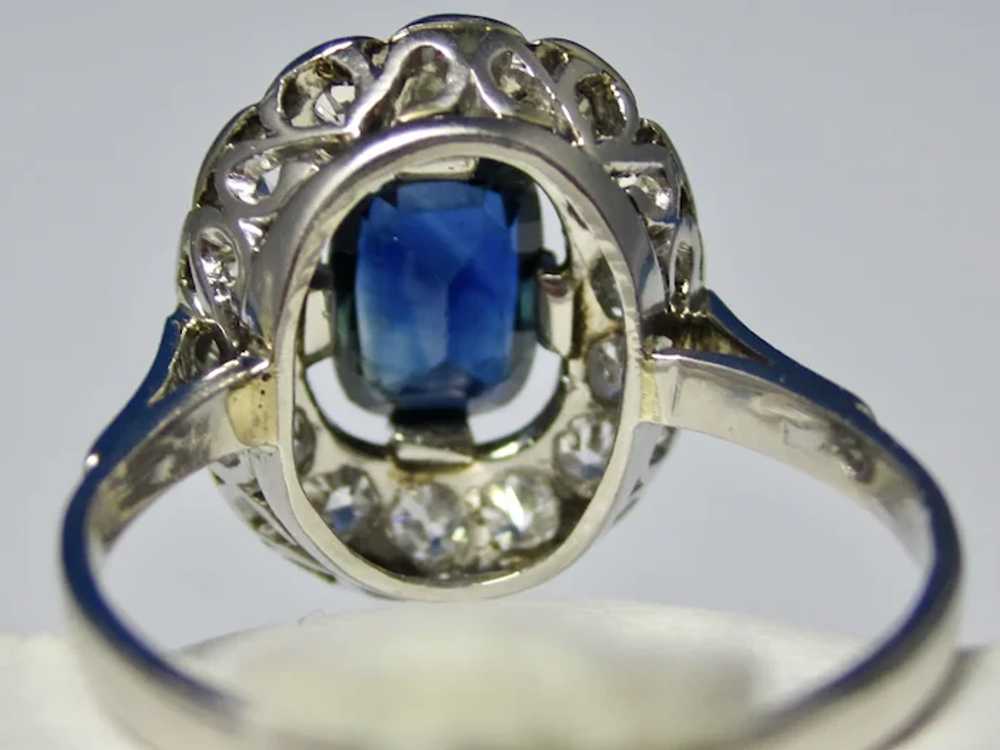 Antique Art Deco Sapphire & Diamond Ring Platinum - image 9