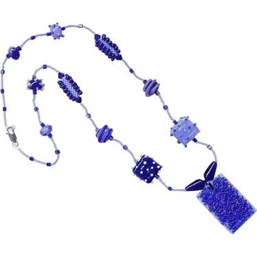 Two-Tone Blues in a Charming Necklace with Lamp-w… - image 1