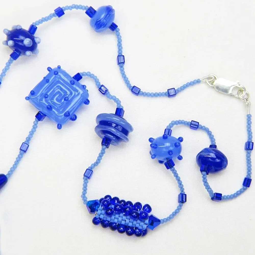 Two-Tone Blues in a Charming Necklace with Lamp-w… - image 3