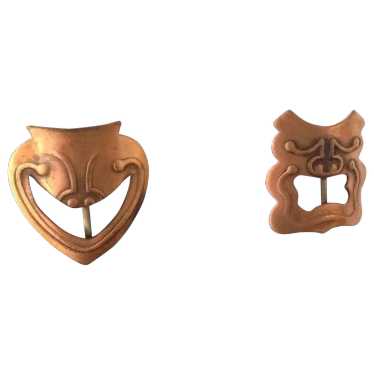 Copper drama mask earrings Tragedy And Comedy