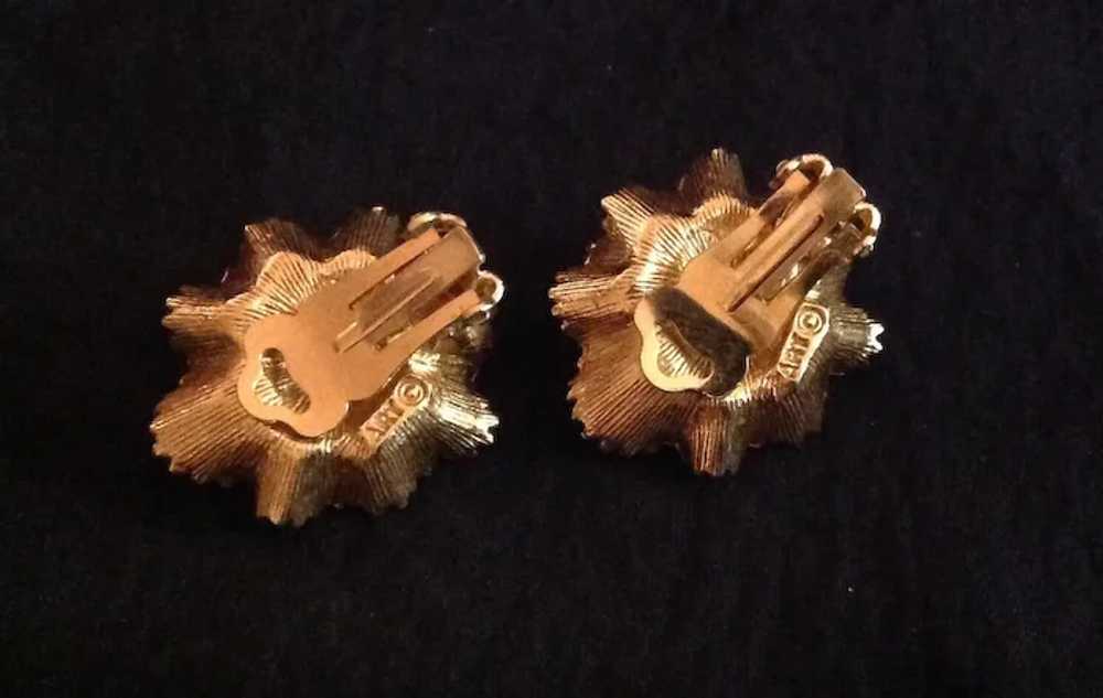 Frilled bead cluster earrings signed ART - image 4