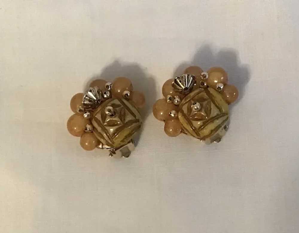 Hong Kong Bead Cluster Clip Earrings - image 3