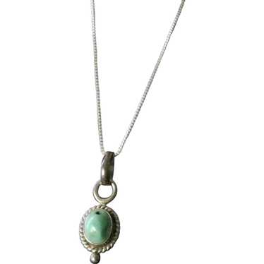 Turquoise and Silver Pendant 16" Snake Chain - image 1