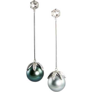 Modern: Tahitian Pearls of Peacock Blue and Pale … - image 1