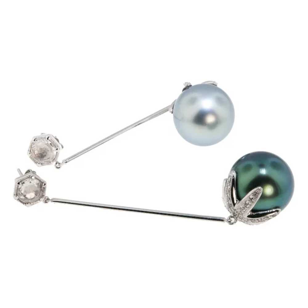 Modern: Tahitian Pearls of Peacock Blue and Pale … - image 3