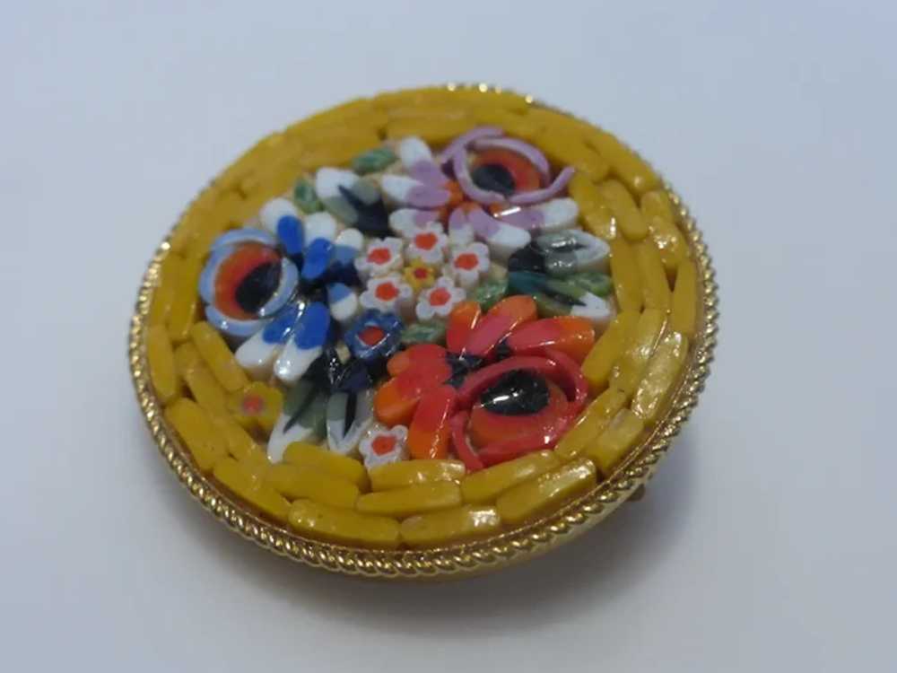 Vintage Micro Mosaic Floral Brooch ITALY - image 3