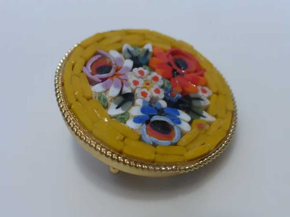 Vintage Micro Mosaic Floral Brooch ITALY - image 4