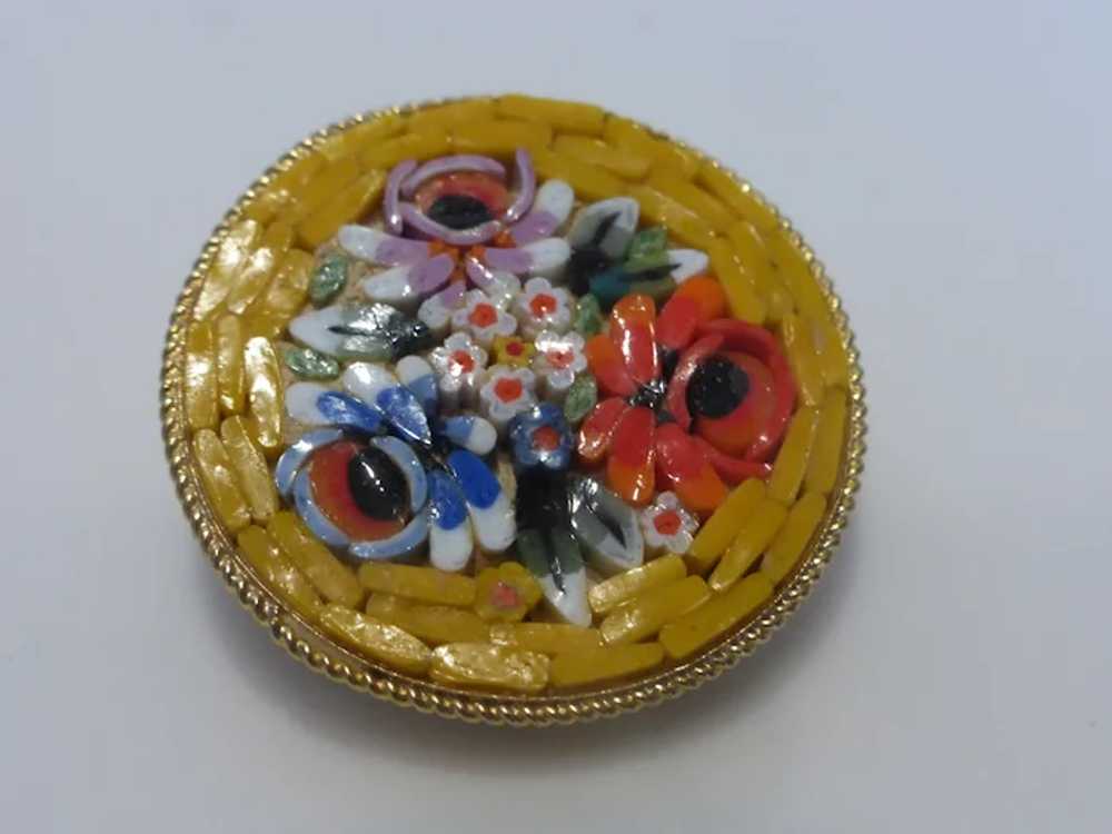 Vintage Micro Mosaic Floral Brooch ITALY - image 5