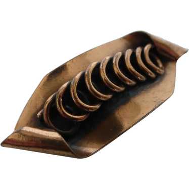 Mid-Century Copper Pin with Coil - image 1