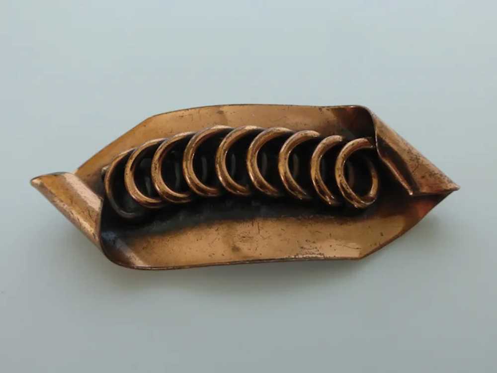 Mid-Century Copper Pin with Coil - image 2