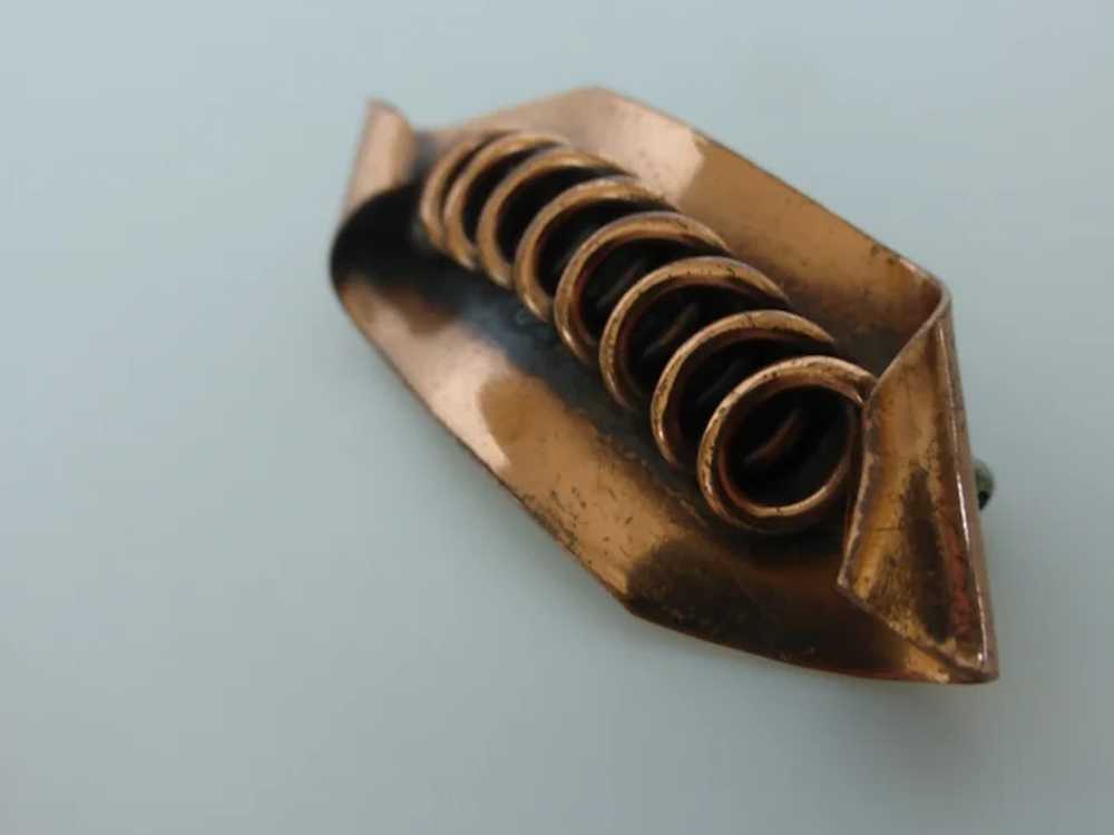 Mid-Century Copper Pin with Coil - image 3