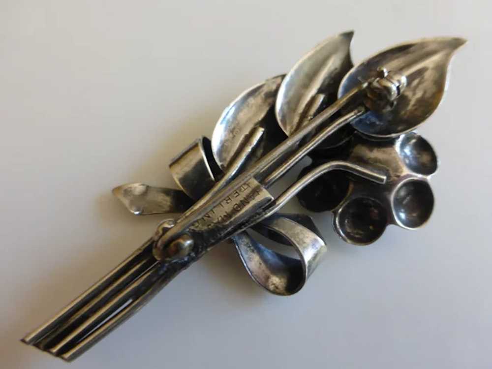Vintage 1950s Sterling Silver Flower Pin Brooch - image 6