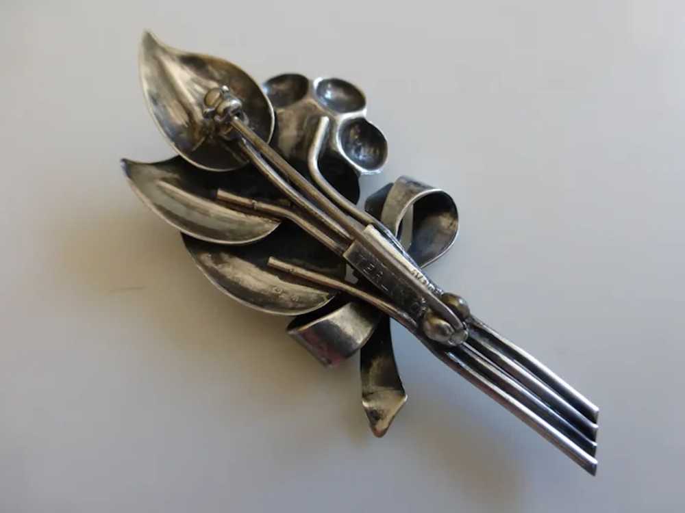 Vintage 1950s Sterling Silver Flower Pin Brooch - image 7