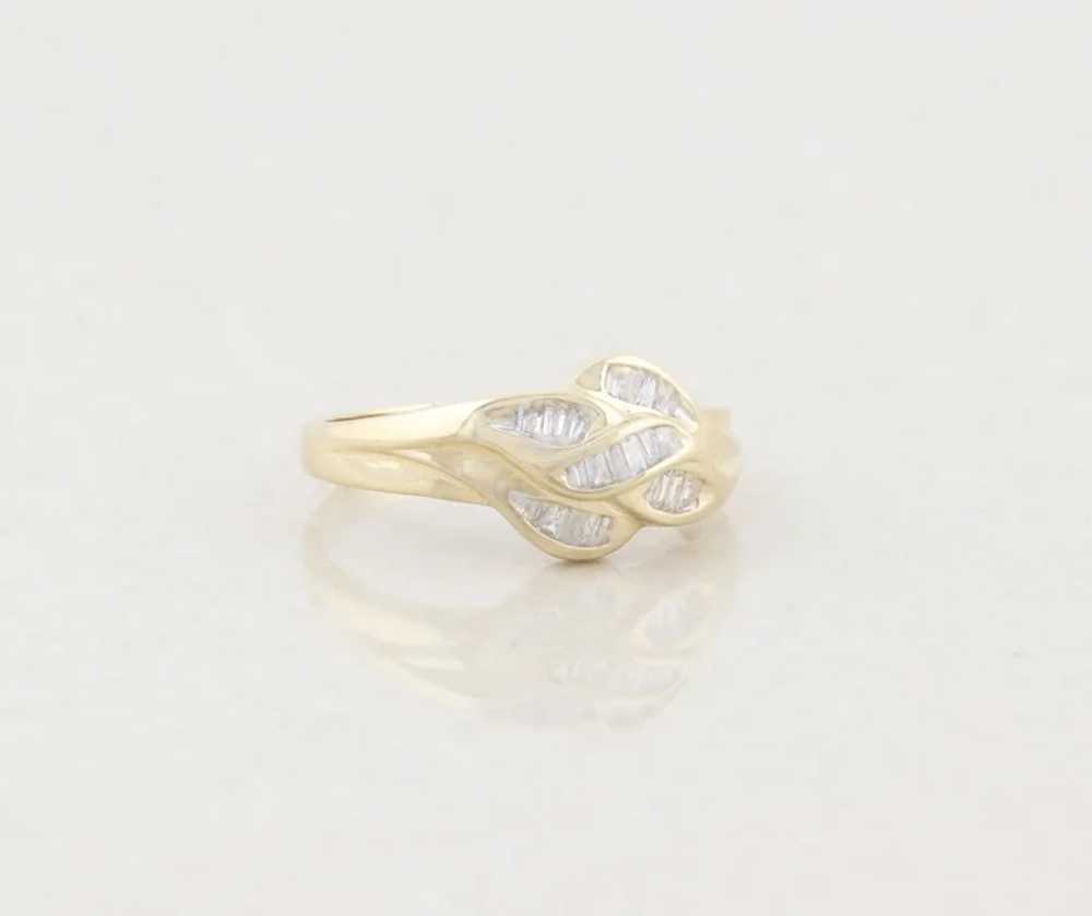 10k Yellow Gold Baguette Diamond Ring Size 7 - image 4