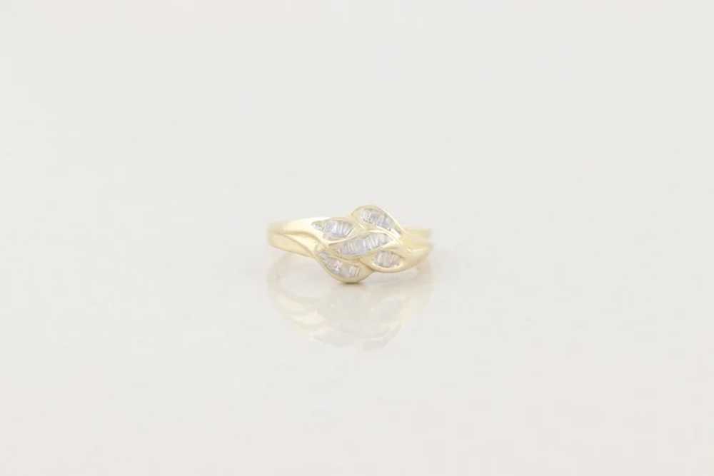 10k Yellow Gold Baguette Diamond Ring Size 7 - image 5