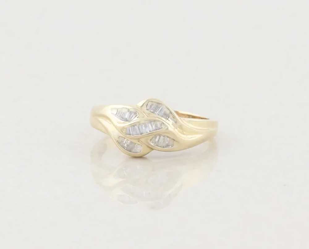 10k Yellow Gold Baguette Diamond Ring Size 7 - image 6