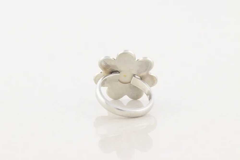 Sterling Silver Cultured Pearl Flower Ring size 6… - image 6