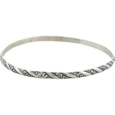 Sterling Silver Bangle Bracelet 8" inch Round 2 5/