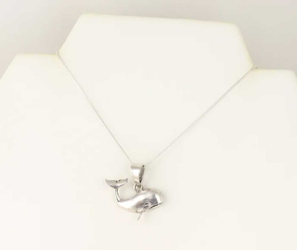 Sterling Silver Whale Pendant Necklace 18 inch Ch… - image 6