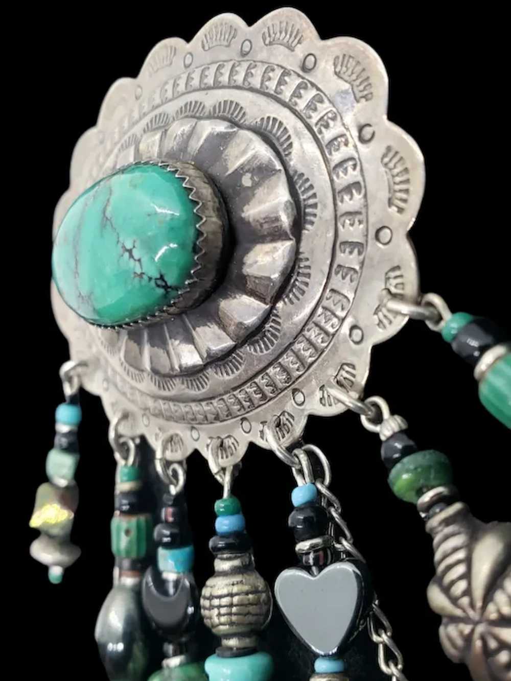 Native American Southwest Sterling Silver Turquoi… - image 2