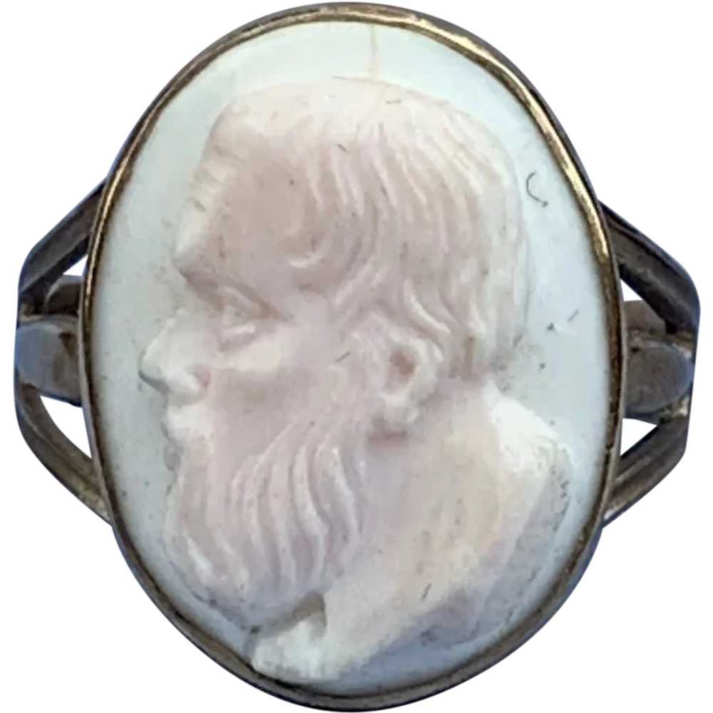 Angelskin Coral Cameo Ring, Victorian - image 1