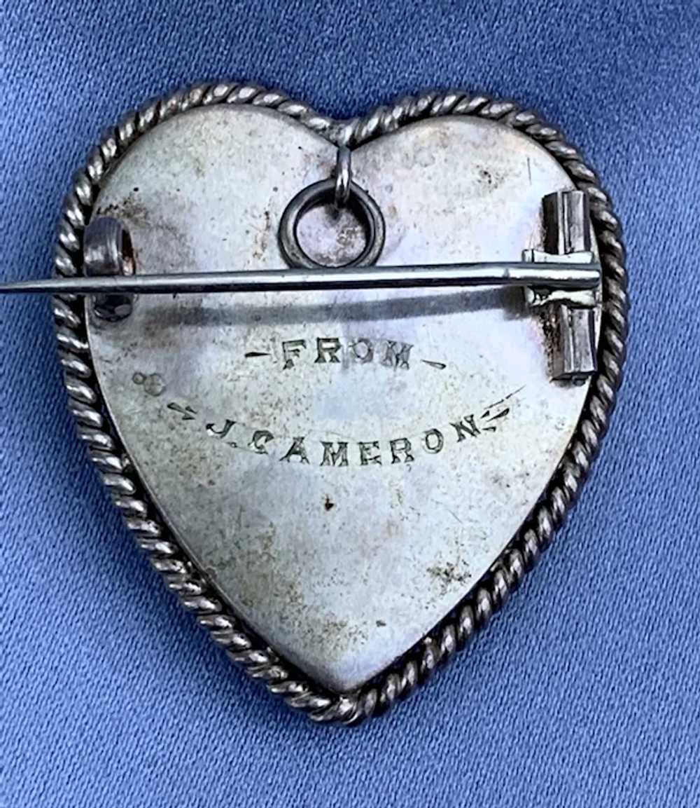 Silver Heart  Pendant/Broach With Hair , Victorian - image 3