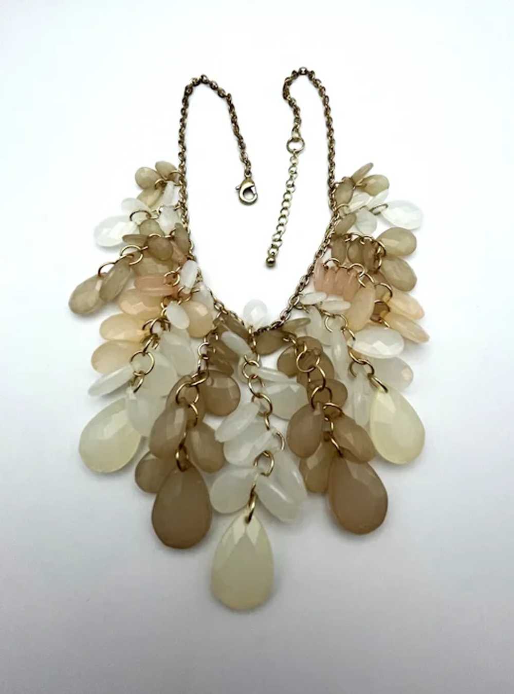 Drop Front Dangling Cream and Beige Teardrop Acry… - image 11