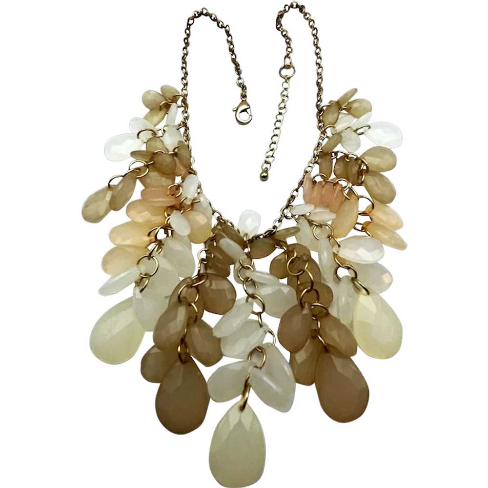 Drop Front Dangling Cream and Beige Teardrop Acry… - image 1