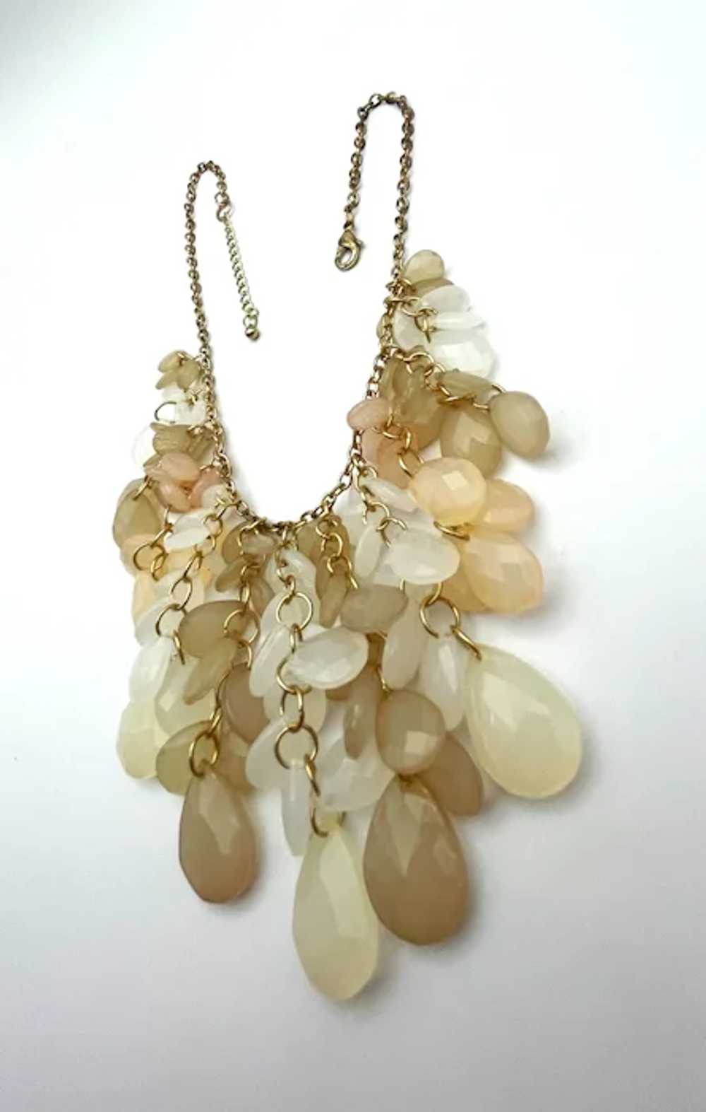 Drop Front Dangling Cream and Beige Teardrop Acry… - image 9