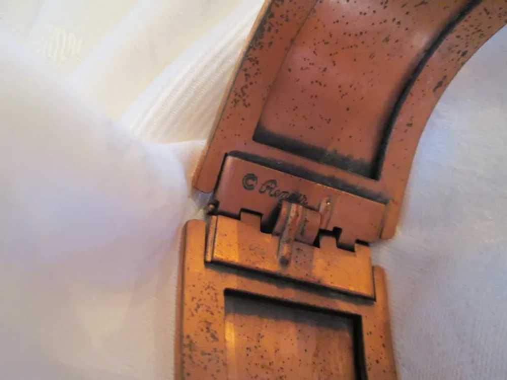 Renoir Hefty Mid-Century Copper Hinged Bracelet &… - image 6