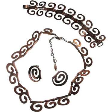 Renoir Stylized Copper C Linked Necklace, Bracele… - image 1