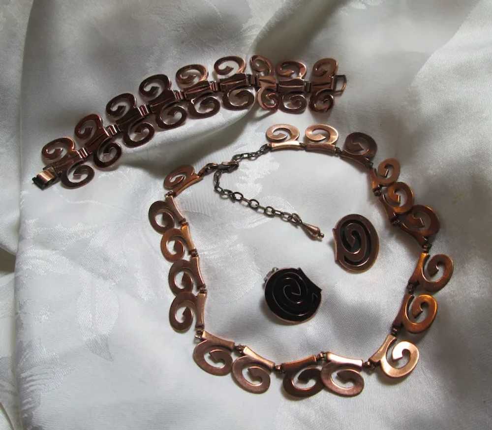 Renoir Stylized Copper C Linked Necklace, Bracele… - image 2