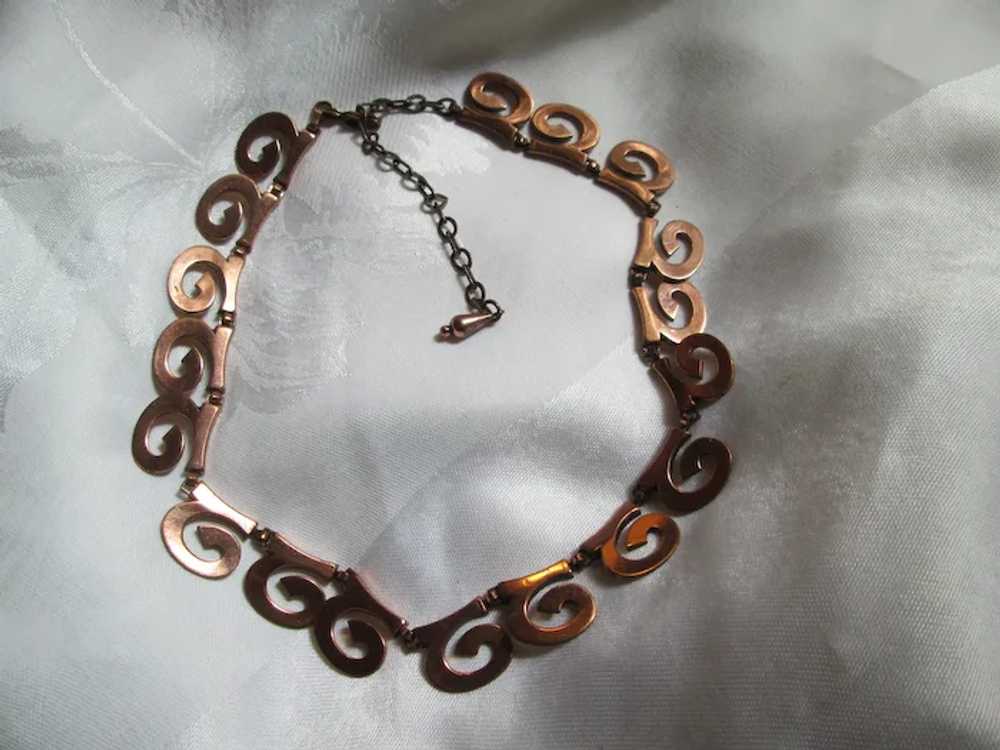 Renoir Stylized Copper C Linked Necklace, Bracele… - image 4