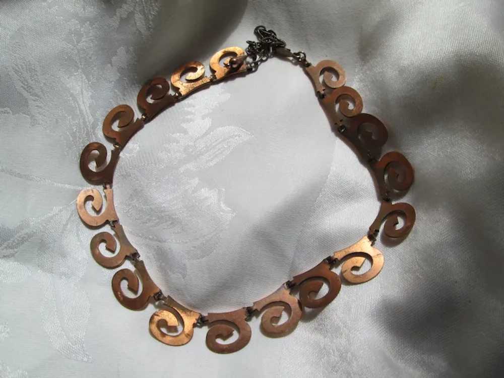 Renoir Stylized Copper C Linked Necklace, Bracele… - image 5