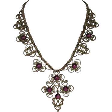 Antique Victorian Gilt Filigree Necklace