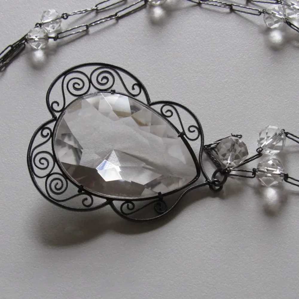 Antique Rock Crystal Sterling Silver Necklace - image 2