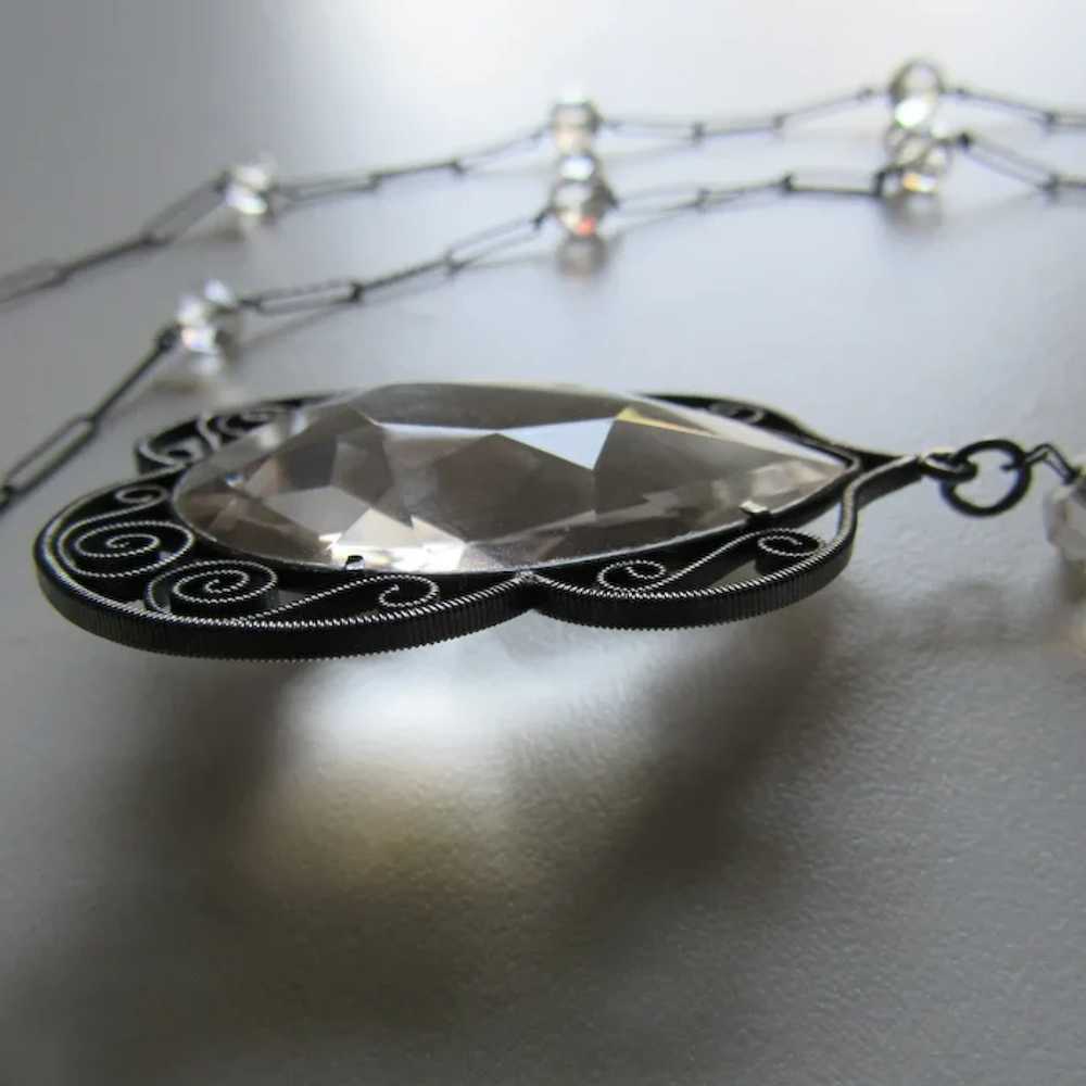 Antique Rock Crystal Sterling Silver Necklace - image 3