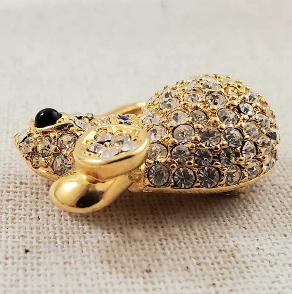 Vintage JOAN RIVERS Pave Crystal Mouse Pin Figural - image 3