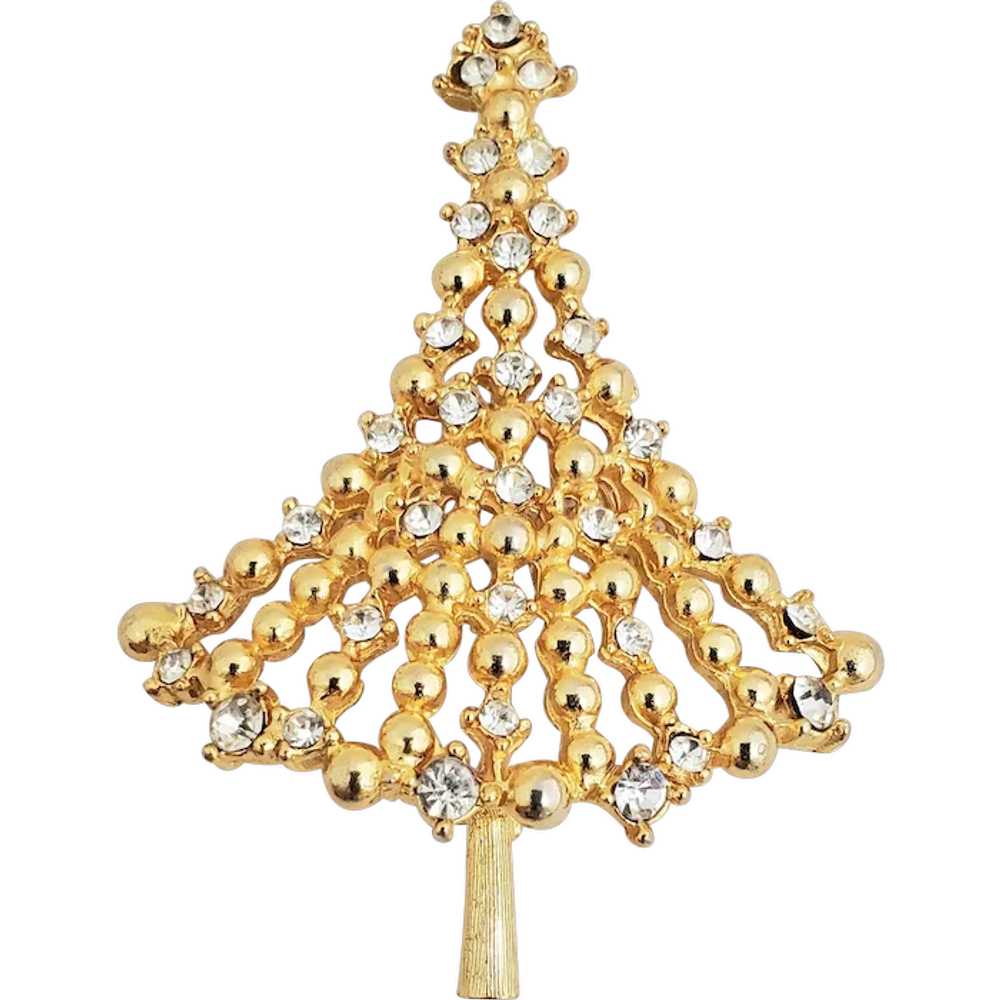 Vintage TANCER II Clear Rhinestone Christmas Tree… - image 1