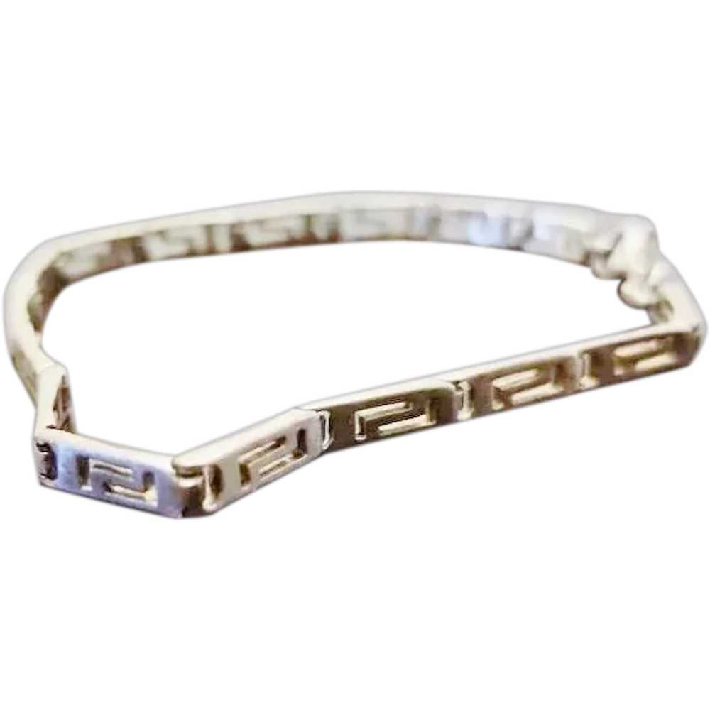 Vintage Sterling Silver Greek Key Design Bracelet - image 1