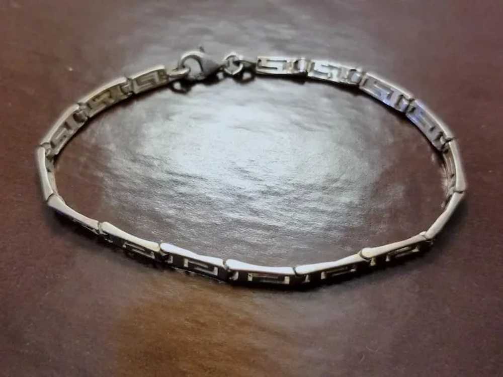 Vintage Sterling Silver Greek Key Design Bracelet - image 5