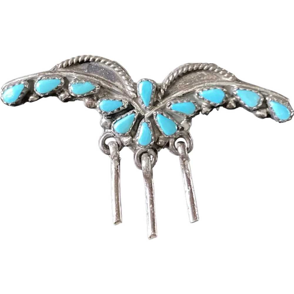 Vintage Turquoise and Silver Pin - image 1