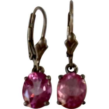 Hot Pink Topaz Sterling Silver Leverback Earrings