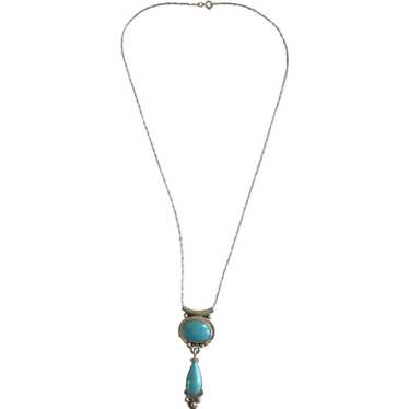 Sterling Silver Turquoise Pendant Necklace - image 1