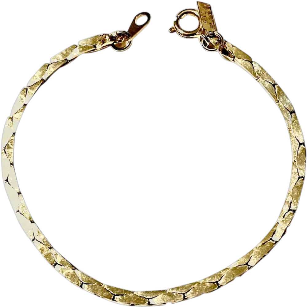 Gold Plated Flat Triangle Link Chain Bracelet 7” - image 1