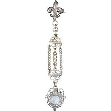 Victorian Silver MOP Chatelaine Pin Brooch - image 1