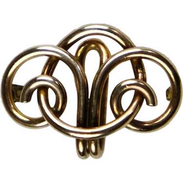 Art Nouveau 14K Gold Watch Pin with Hook - image 1